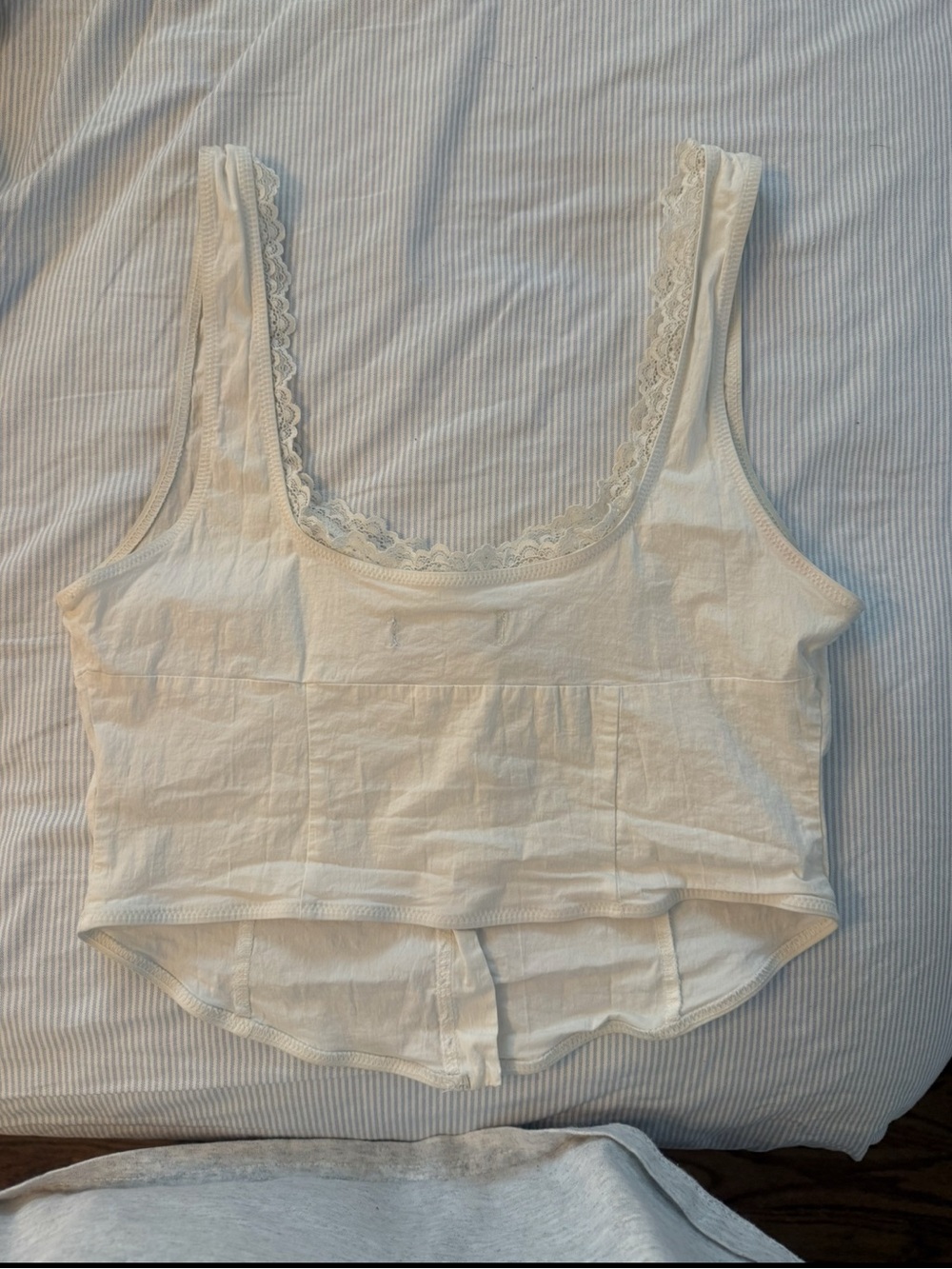 Lace-Trim Ivory Button-Front Top - Picture 3 of 3